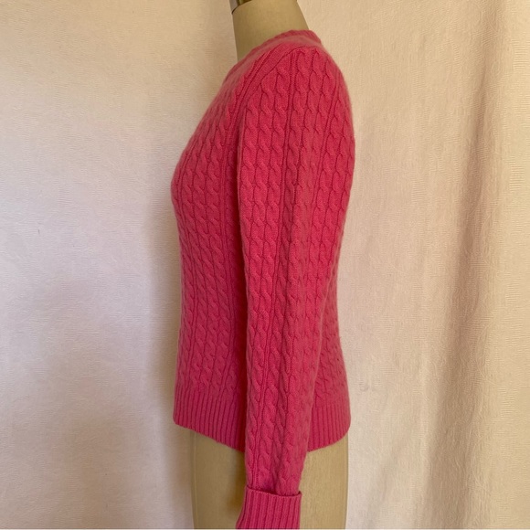 Pure Cashmere S pink cable knit sweater EUC - Picture 2 of 7